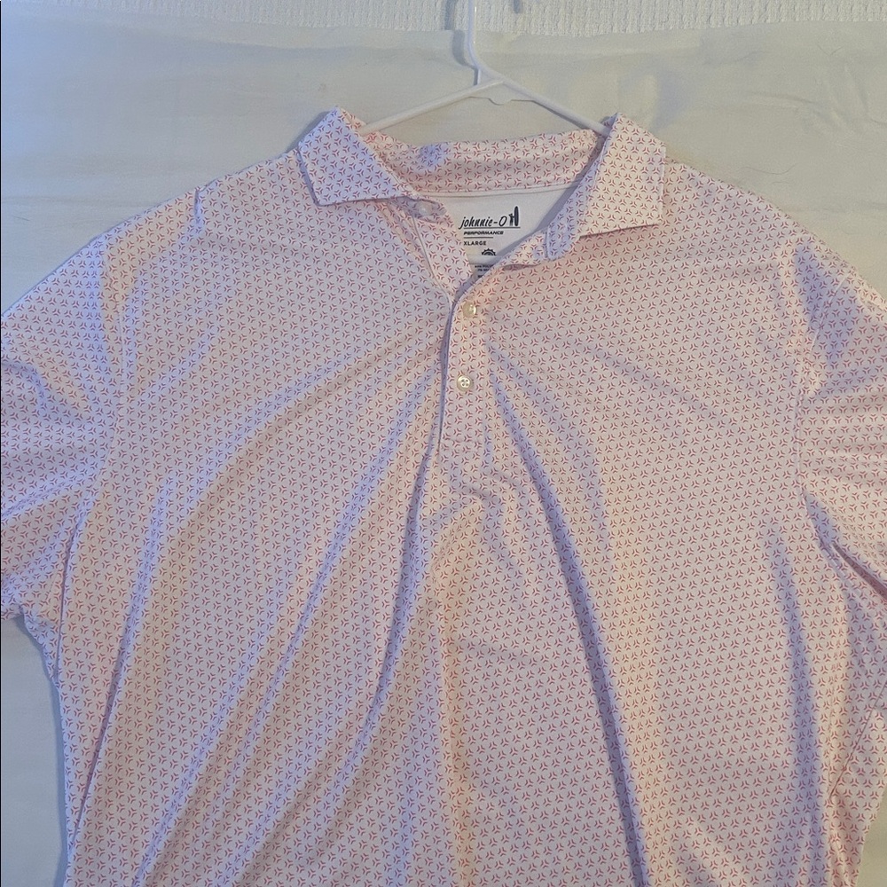 Johnnie-O Pink Patterned Polo Shirt